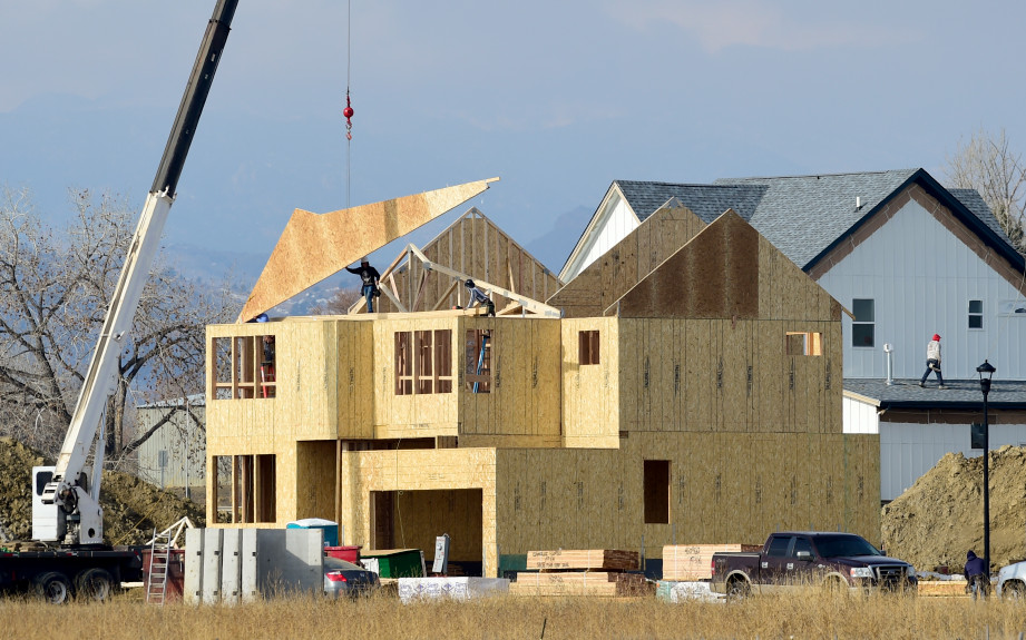 LONGMONT , CO - DECEMBER 10:Construction on single family homes is seen near Mountain Drive and Nelson Road in Longmont on Dec. 10, 2019.(Photo by Matthew Jonas/Staff Photographer)