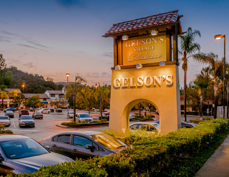 Pylon Sign and Parking Lot at Gelson's Village Calabasas, Calabasas CA